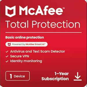 McAfee Total Protection 1-Device 2025 Ready | Security Software Includes Antivirus, Secure VPN